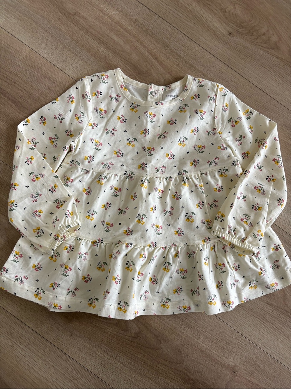 Carter's Cream Floral Long-Sleeve Peplum Top